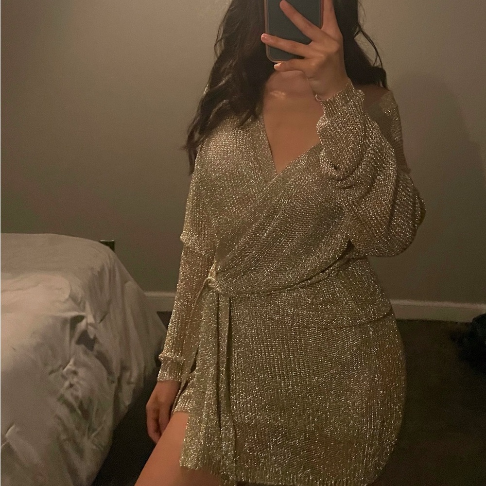 Lioness Take Me To Rio Mini Dress In Gold